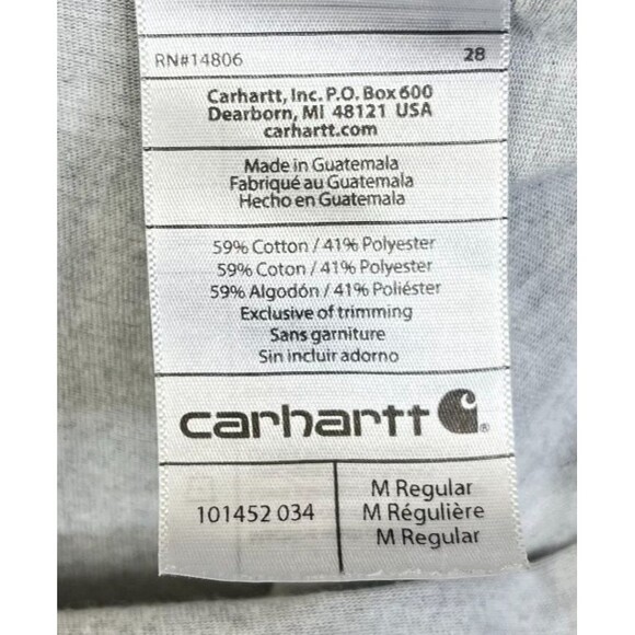 Carhartt 1/4 Zip T-Shirt Men's Medium Relaxed Fit Long Sleeve Gray - Picture 7 of 7